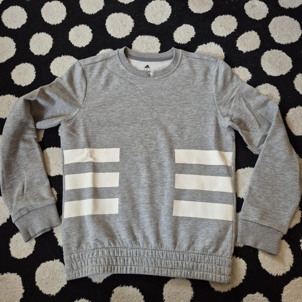 Adidas Deisgner Sfyle Gray Sweatshirt with White Stripes Small GUC